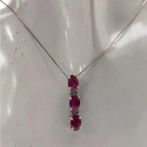 Genuine Ruby Jewelry Pendant Necklace Ruby 1.66ct in 18k White Gold